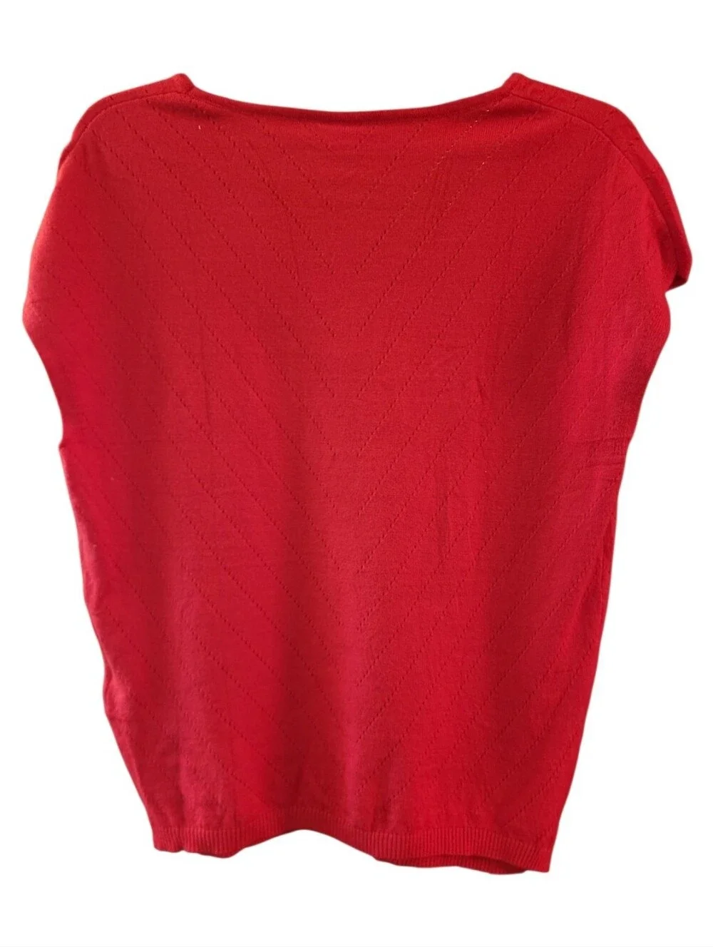 NWT Wiholl Women's Red Scoop-Neck Chevron Knit Sweater - Size M